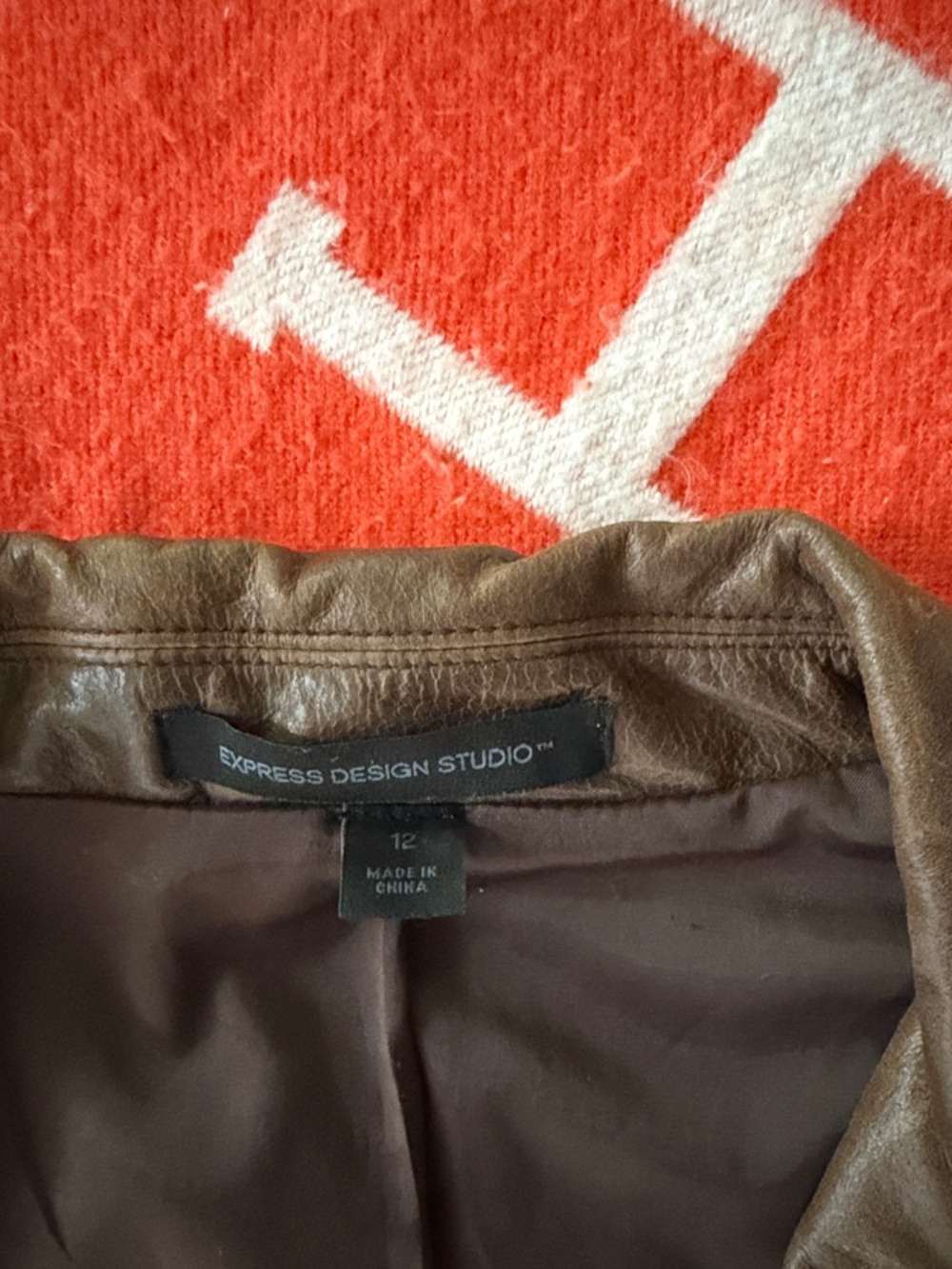 Express Design Studio Brown Leather Jacket - Picture 2 of 9
